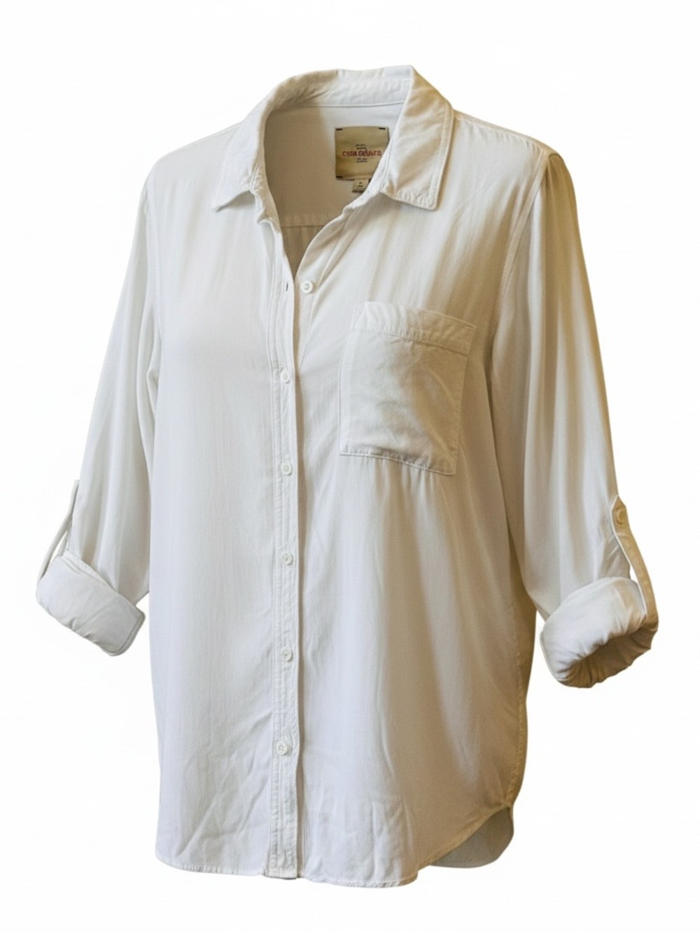 CASA CABANA Women's White Long Sleeve Shirt Blouse 100%
Rayon Size Large